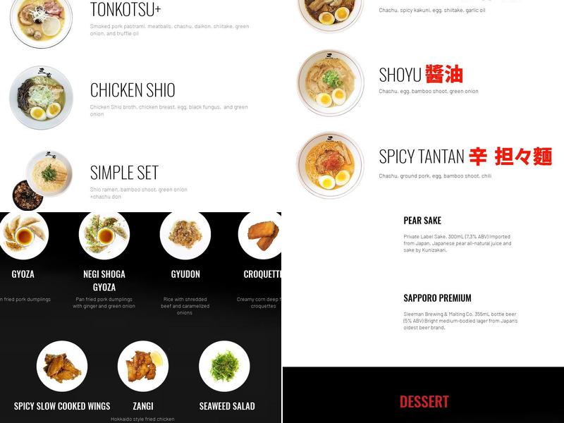 Sansotei Ramen Menu