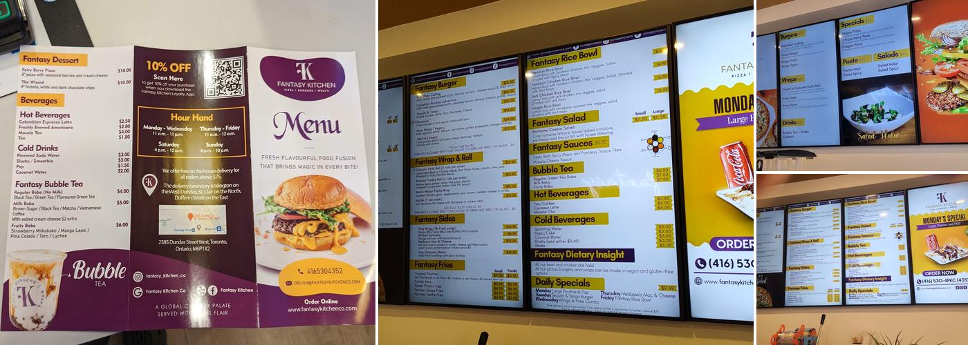 Fantasy Kitchen Co. Menu