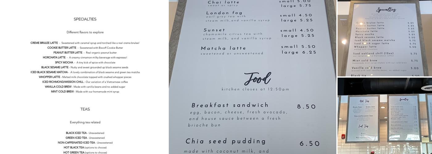 Rise & Grind Coffee Menu