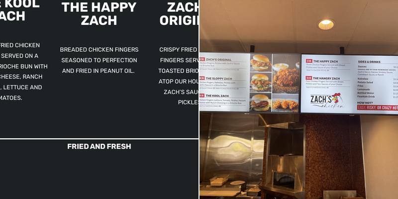 Zach’s Chicken Menu