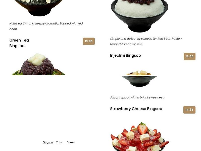 Sul & Beans Menu