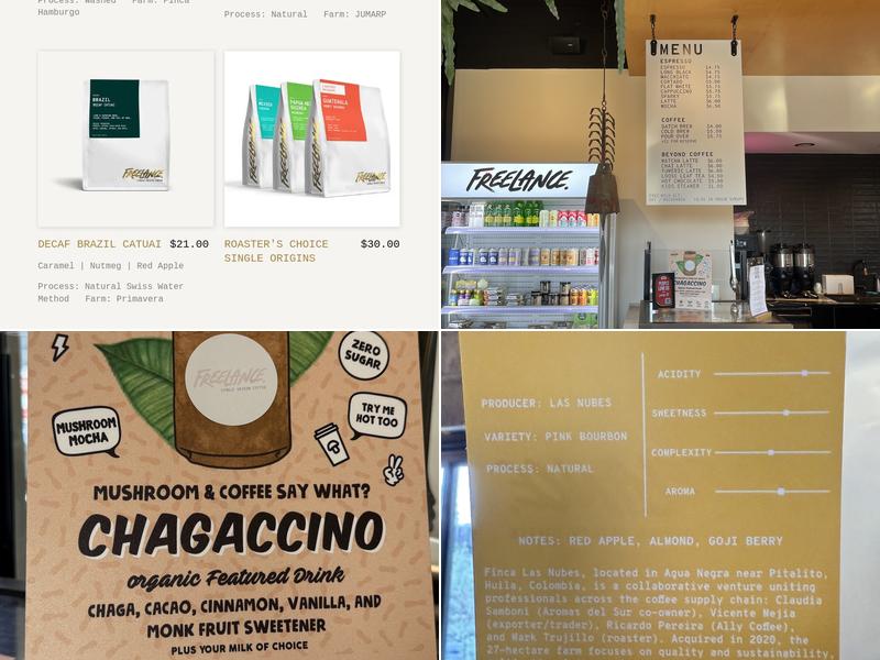 Freelance Coffee Project Menu