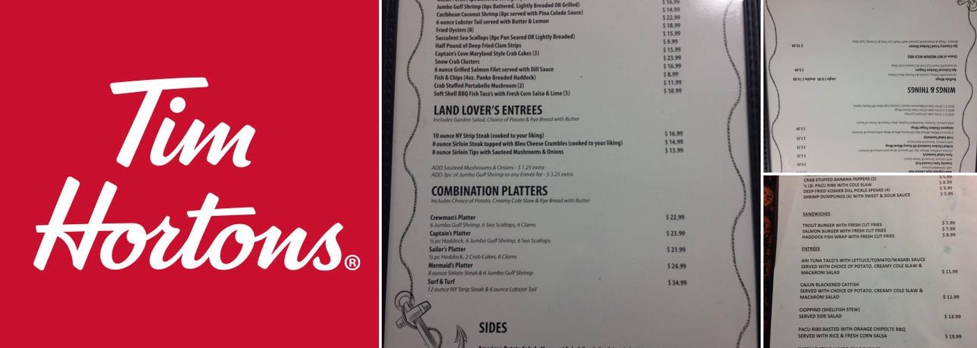 Tim Hortons Menu