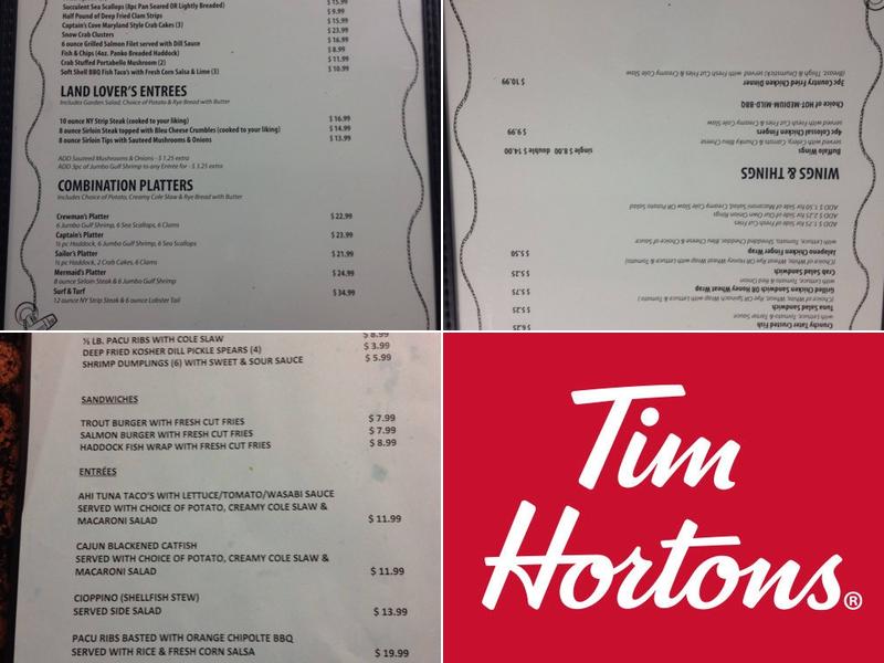 Tim Hortons Menu