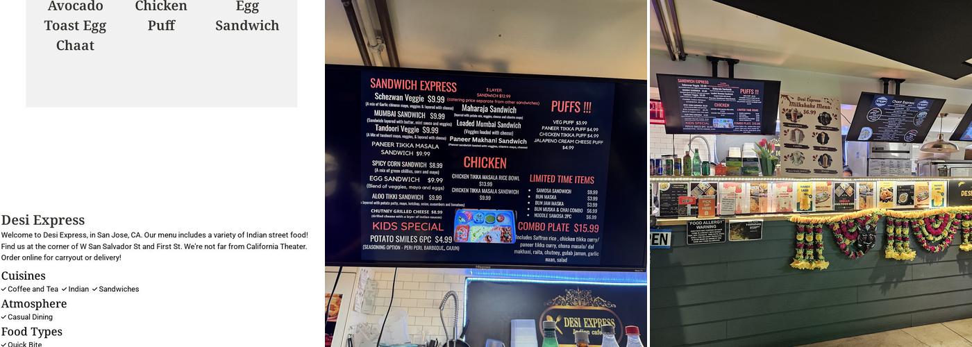 DESI EXPRESS Menu