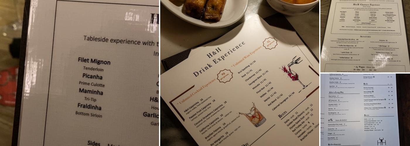 H&H Brazilian Steakhouse Menu