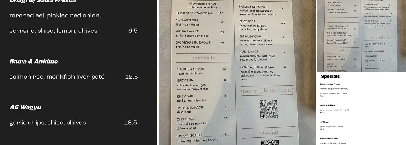 Handroll Project Menu