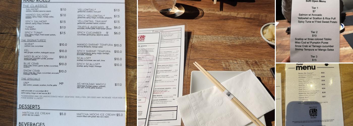 Matsunori Handroll Bar Menu