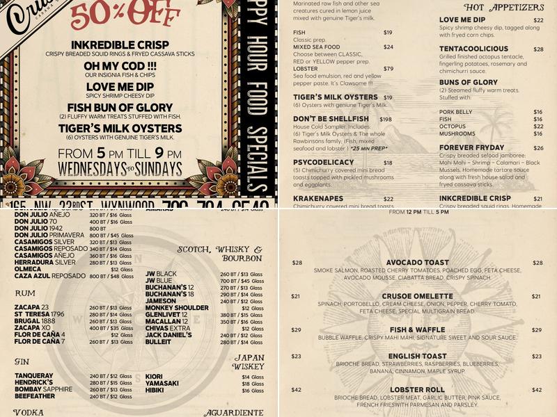 Crusoe Cabana Deluxe Wynwood Menu