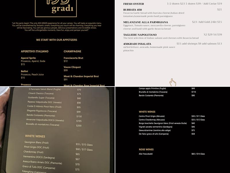 450Gradi Miami Italian Restaurant Menu