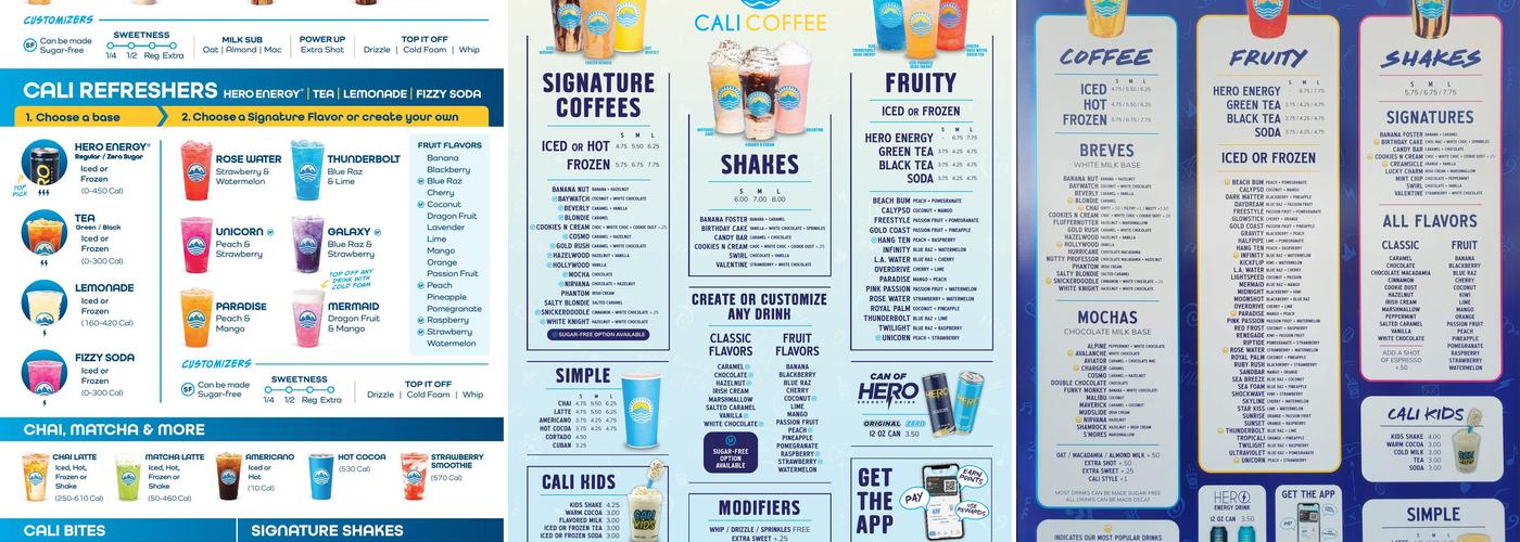 Cali Coffee Menu