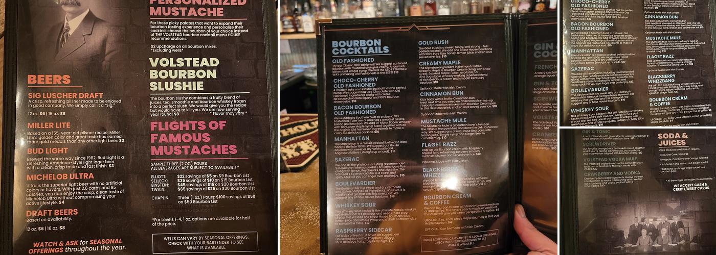 The Volstead Bourbon Lounge Menu