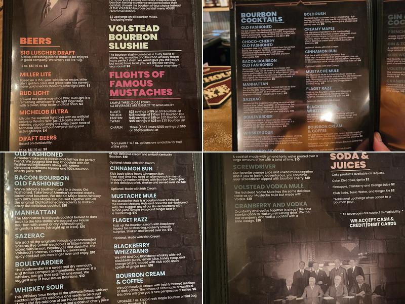 The Volstead Bourbon Lounge Menu