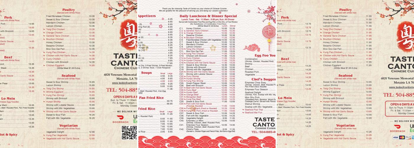 Taste of Canton Menu