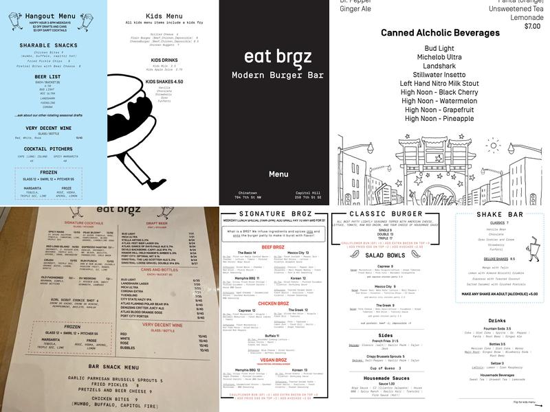 eat brgz - West End Menu