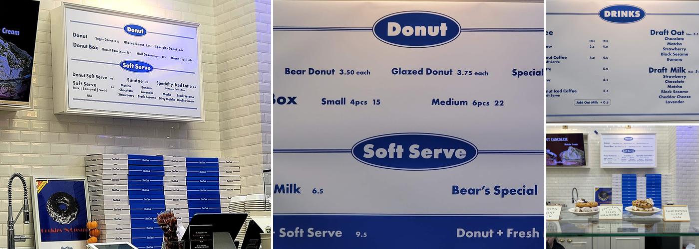 Bear Donut Menu