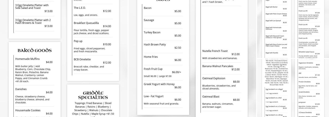 Bagel Pub Menu