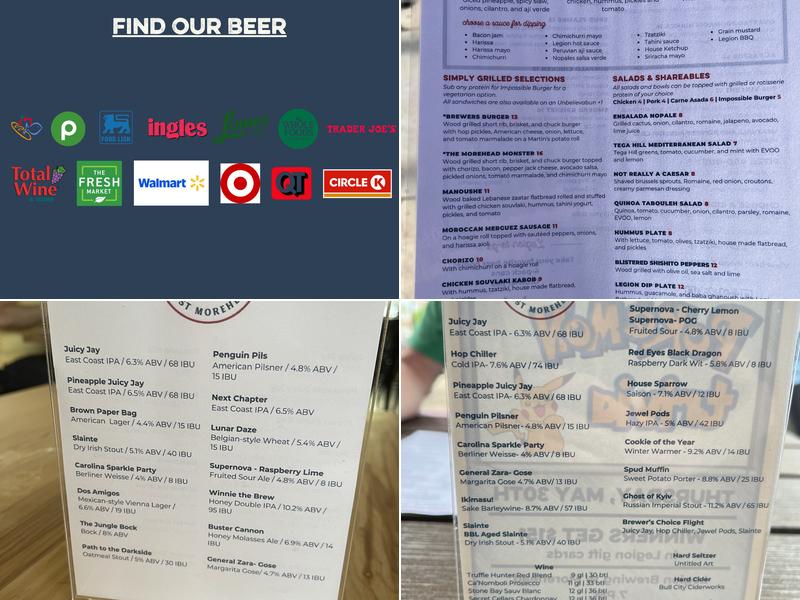 Legion Brewing West Morehead Menu