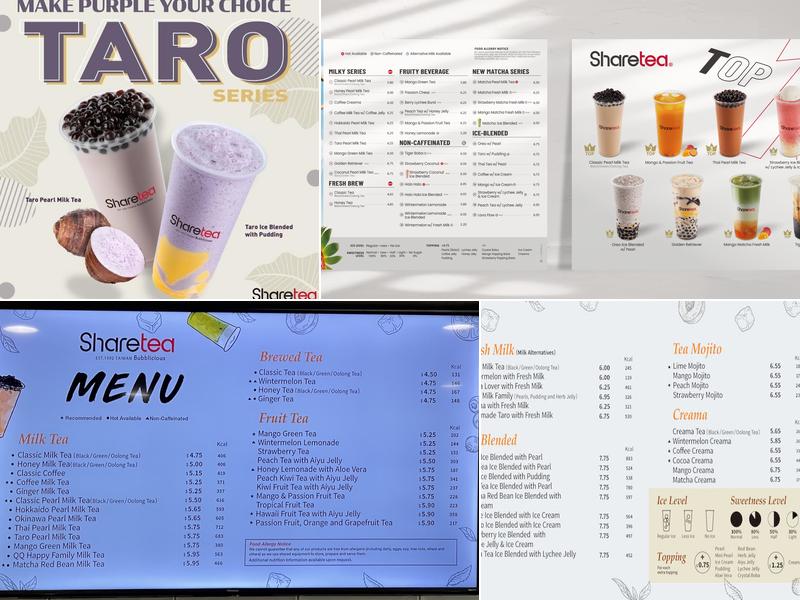 Sharetea Cornelius Menu