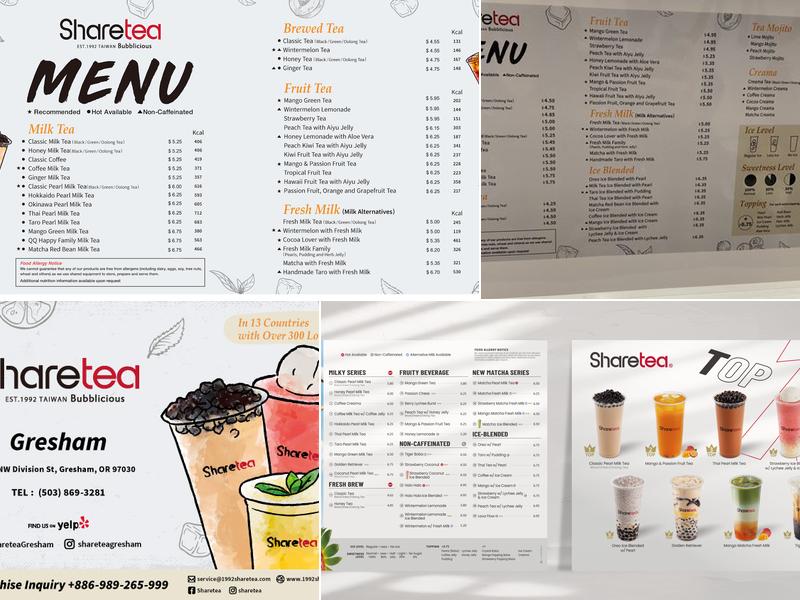 Sharetea Gresham Menu