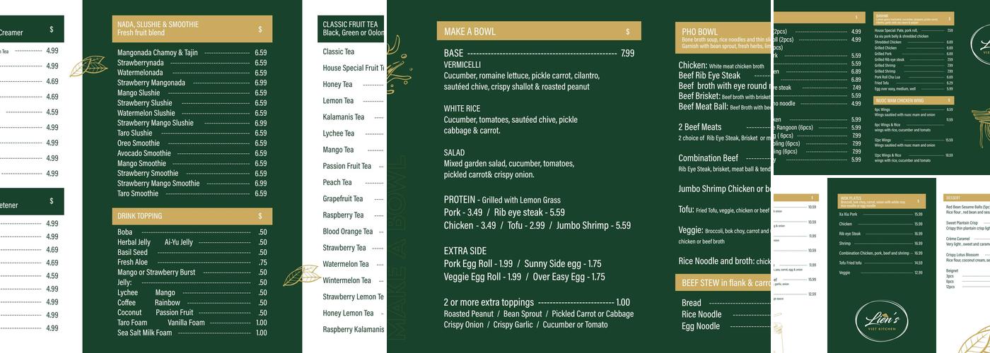 Lien's Viet Kitchen Menu