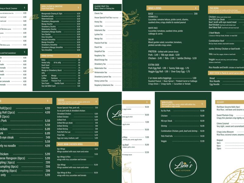 Lien's Viet Kitchen Menu