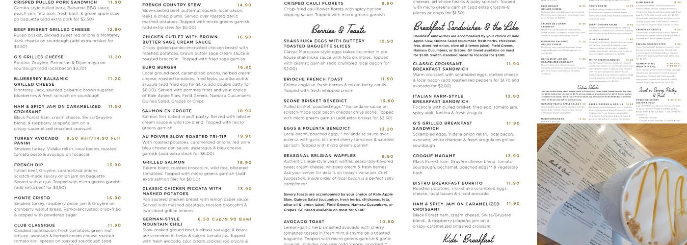 Gourmandise Menu