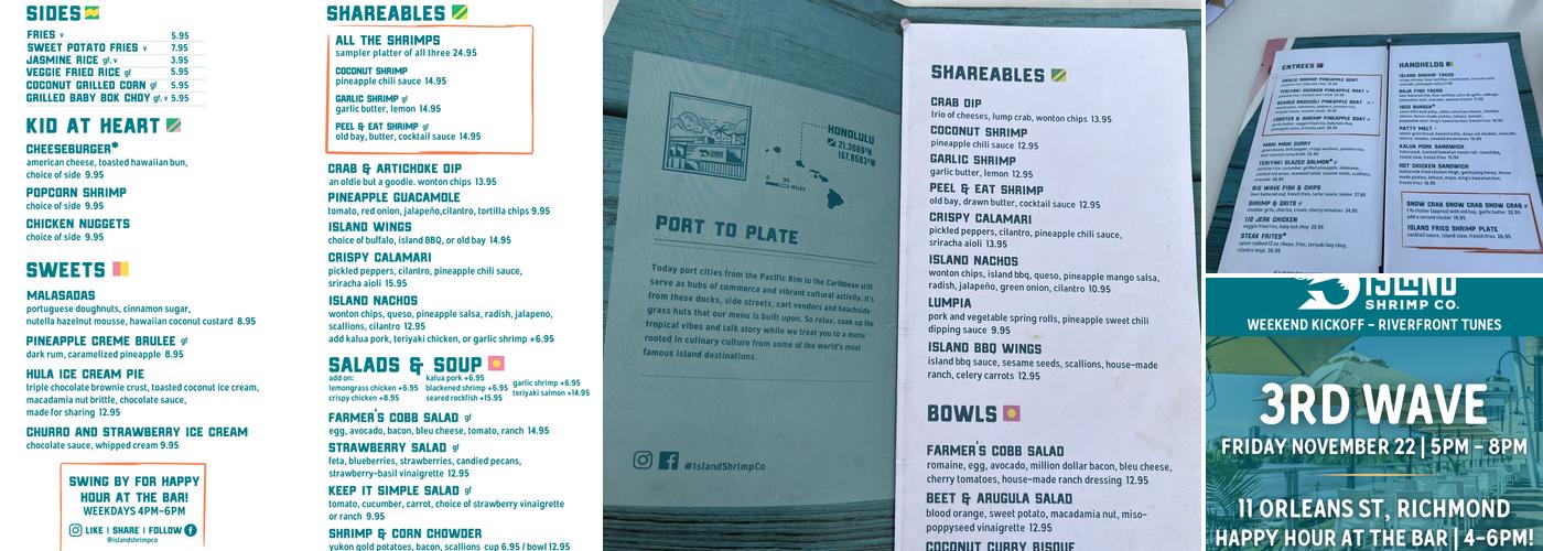 Island Shrimp Co. Rocketts Landing Menu