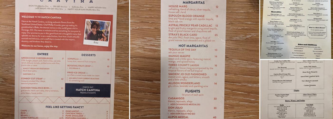 Hatch cantina Menu