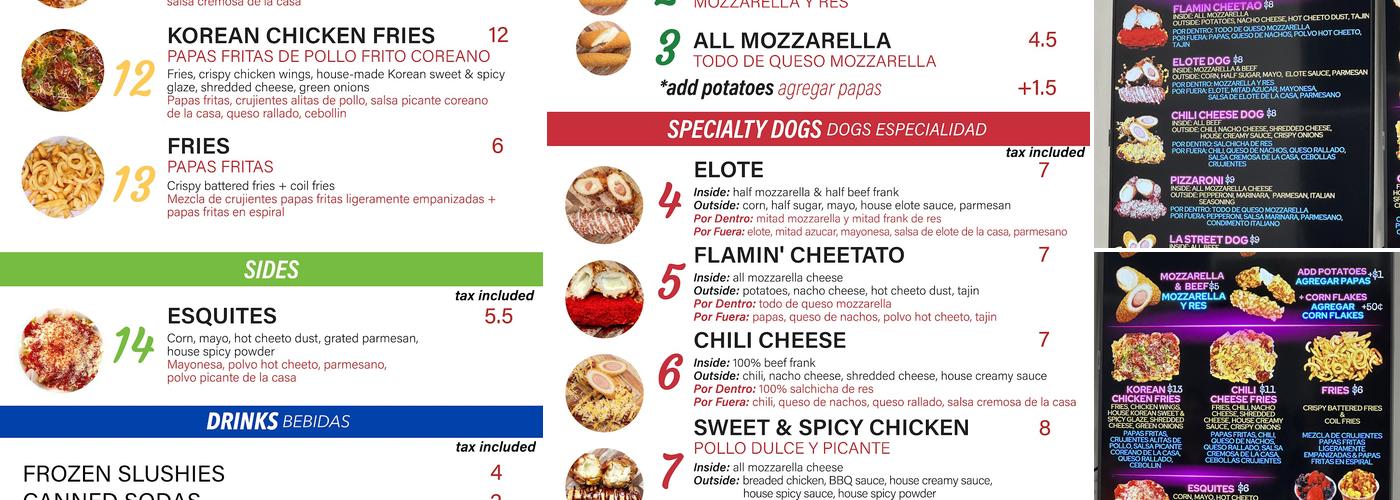 Elotes Perrónes Menu