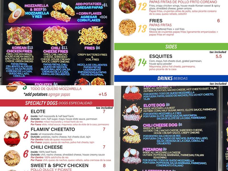 Elotes Perrónes Menu
