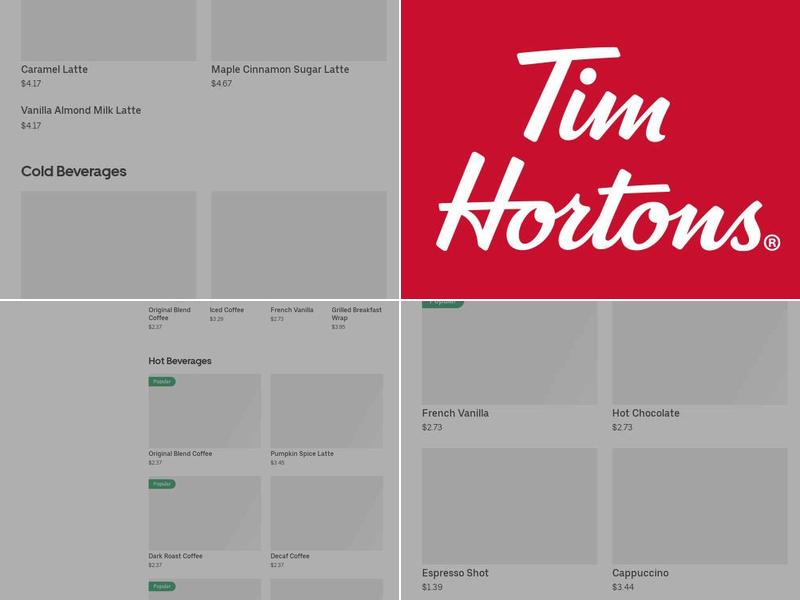 Tim Hortons Menu