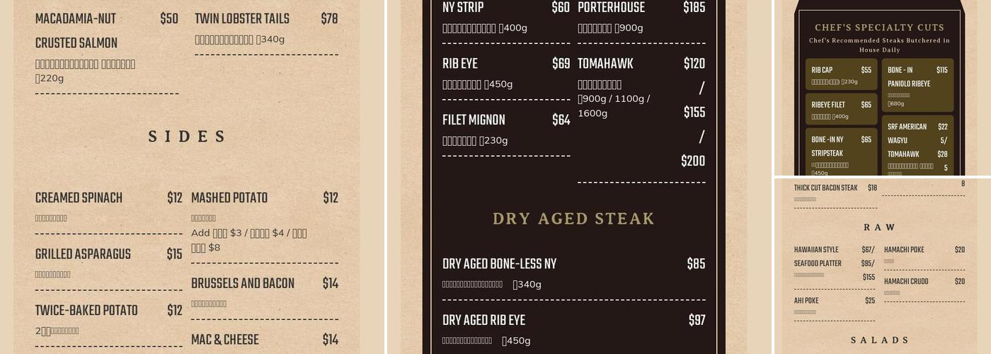 Aloha Steak House Menu