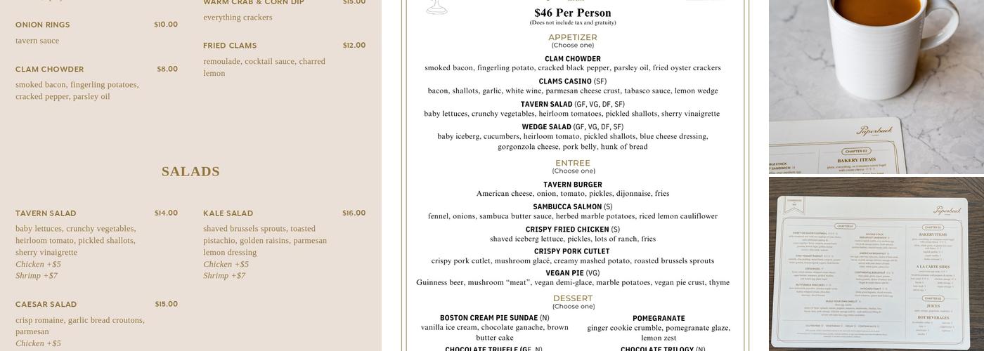 Paperback Tavern Menu