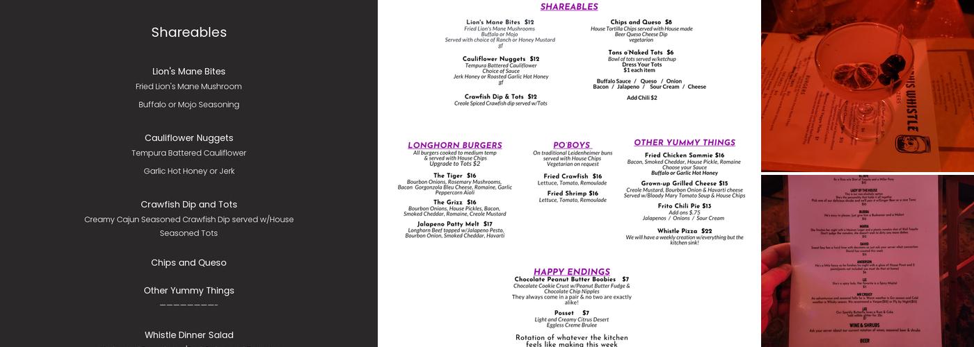 Memphis Whistle Menu