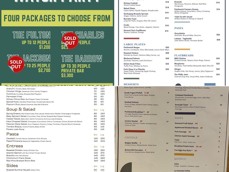 Patchwork Philly Menu