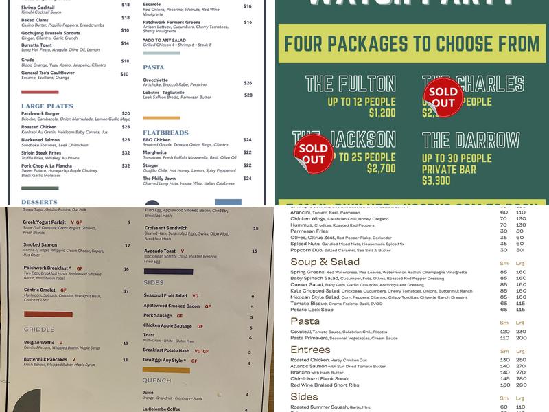 Patchwork Philly Menu