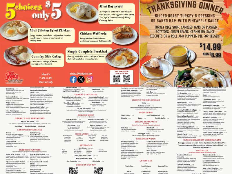 Tee Jaye's Menu