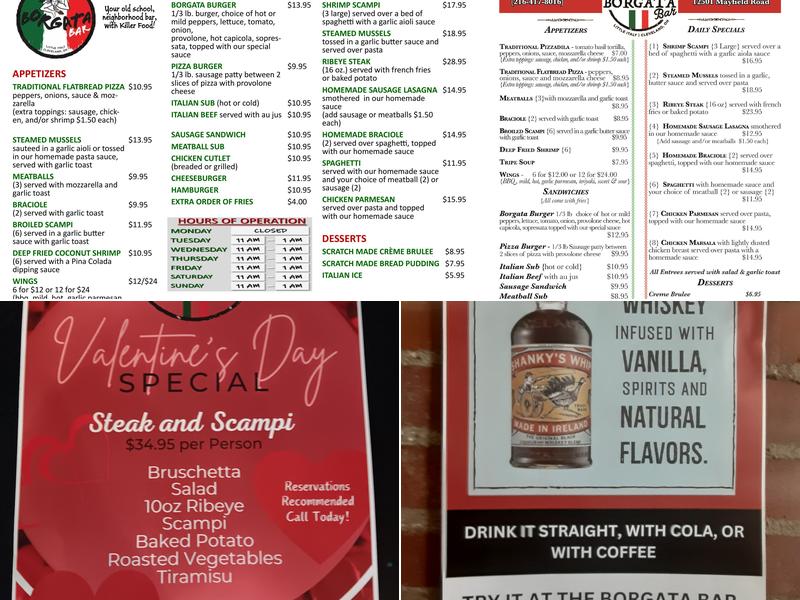 The Borgata Bar Menu