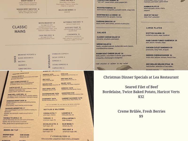 Lea Restaurant & Bar Menu