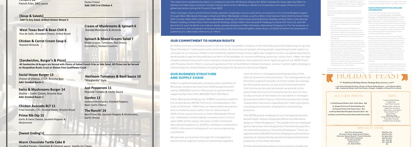 1887 Social House Menu