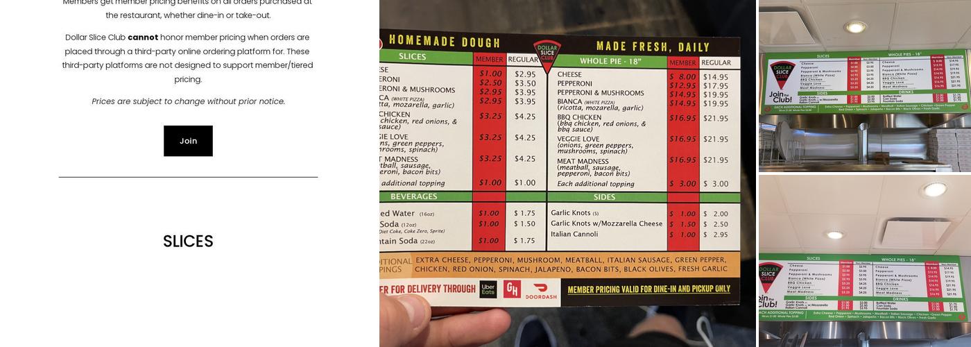 Dollar Slice Club Menu