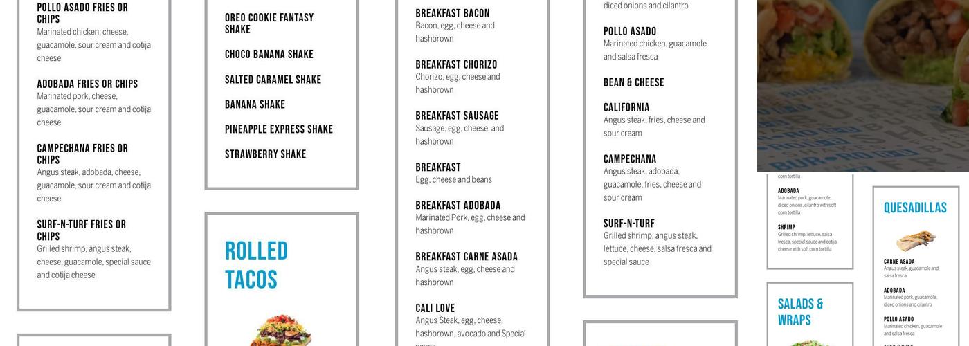 Blue Burro Menu