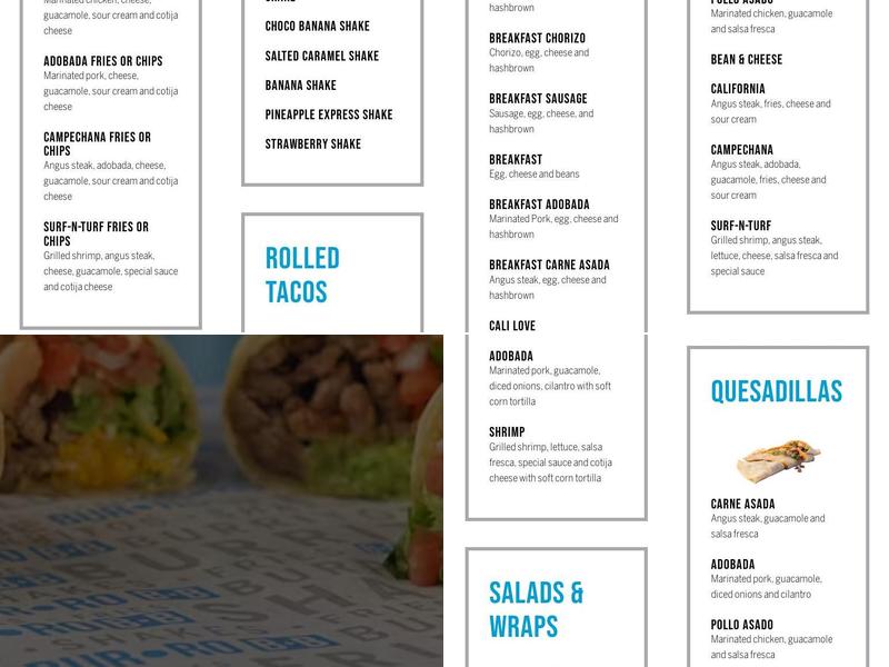 Blue Burro Menu