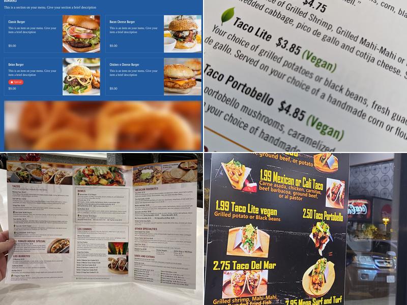 El Torazo Menu