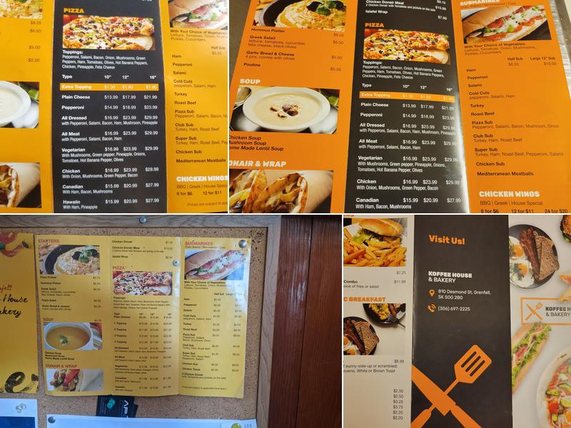 Koffee House & Bakery Menu