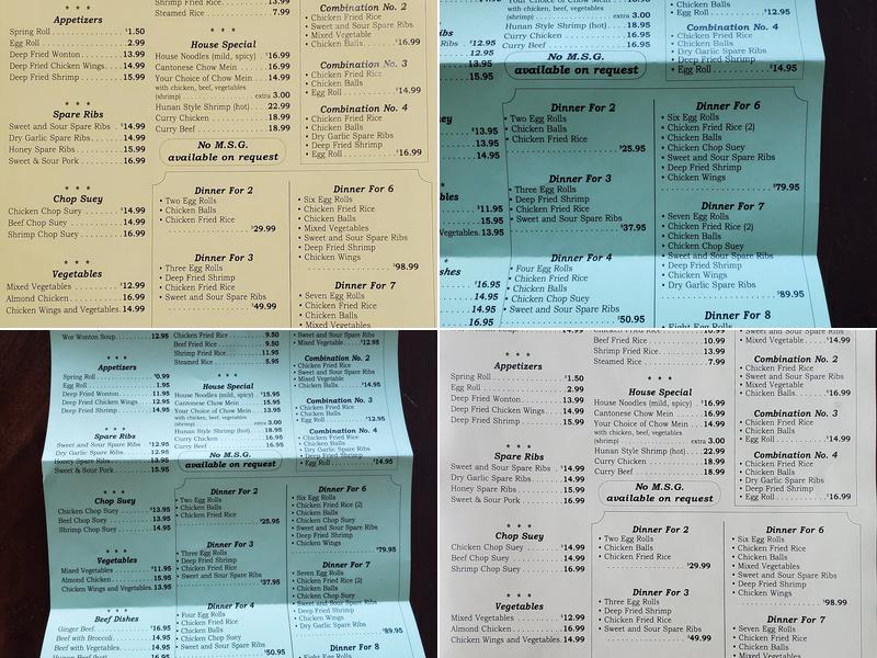 Chan's Chop Suey House Menu