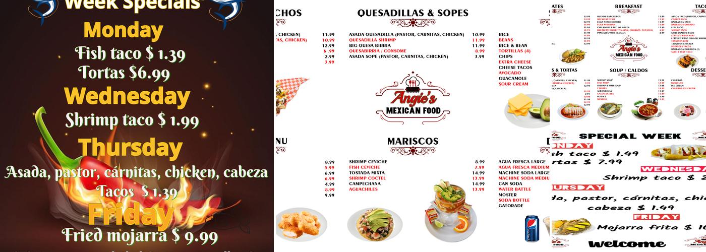 Angie's Mexican Food Menu