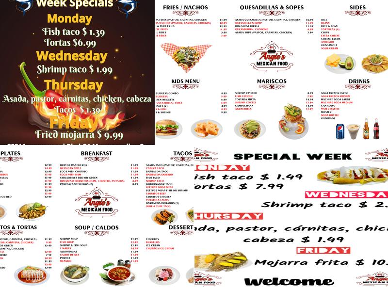 Angie's Mexican Food Menu