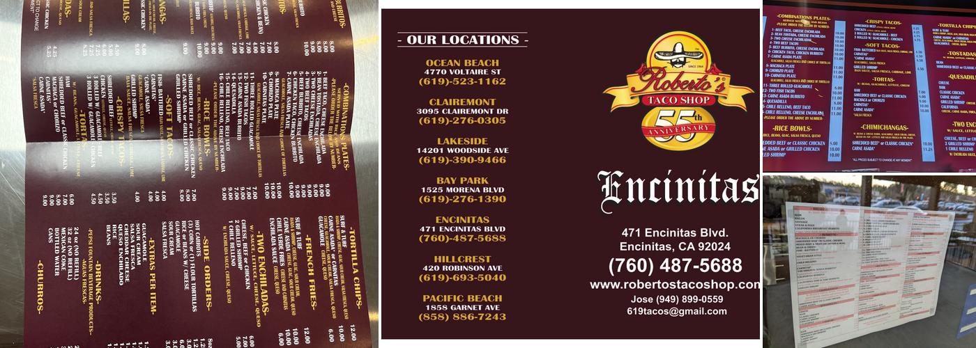 Roberto's Taco Shop RB Menu